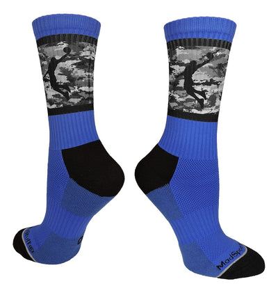 MadSportsStuff socks Royal/Black Camo / Large Camo Basketball Socks with Player Silhouette