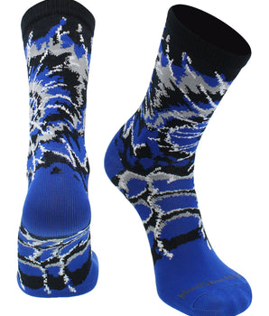 MadSportsStuff socks Royal/Black/White / Small Crazy Tie Dye Crew Socks Girls or Boys