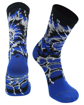 MadSportsStuff socks Royal/Black/White / Small Crazy Tie Dye Crew Socks Girls or Boys