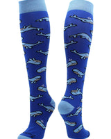 MadSportsStuff socks Royal/Columbia Blue / Large Happy Whales Athletic Over the Calf Socks