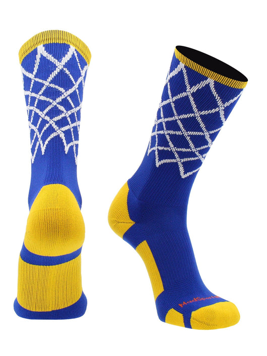 MadSportsStuff socks Royal/Gold / Large Elite Basketball Socks with Net Crew length - made in the USA