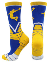 MadSportsStuff socks Royal/Gold/White / Large Victory Basketball Socks with Player in crew length