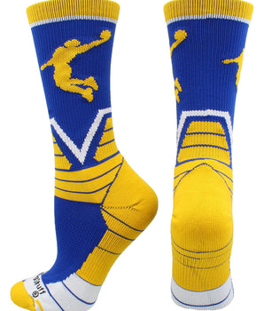MadSportsStuff socks Royal/Gold/White / Large Victory Basketball Socks with Player in crew length