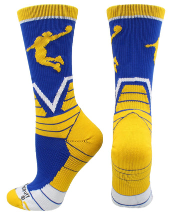 MadSportsStuff socks Royal/Gold/White / Large Victory Basketball Socks with Player in crew length