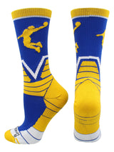 MadSportsStuff socks Royal/Gold/White / Large Victory Basketball Socks with Player in crew length