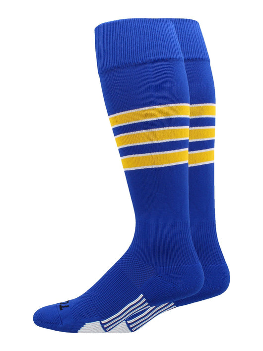 MadSportsStuff socks Royal/Gold/White / X-Large Striped Baseball Socks Over the Calf Dugout Pattern D