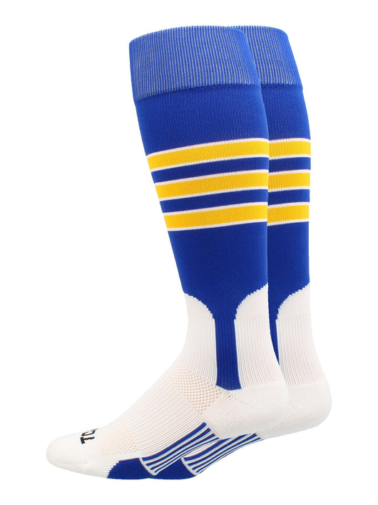 MadSportsStuff socks Royal/Gold/White / X-Large Striped Baseball Stirrup Socks Dugout Pattern D