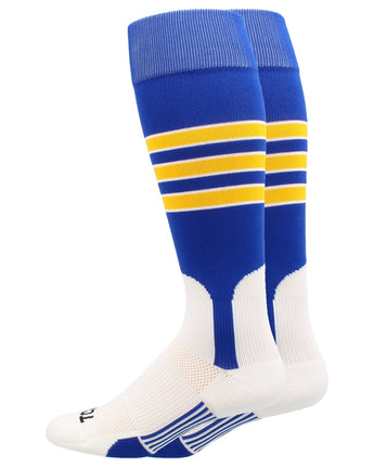 MadSportsStuff socks Royal/Gold/White / X-Large Striped Baseball Stirrup Socks Dugout Pattern D