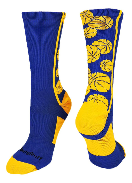 MadSportsStuff socks Royal/Gold / X-Large Crazy Basketball Logo Crew Socks (multiple colors)