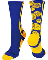 MadSportsStuff socks Royal/Gold / X-Large Crazy Basketball Logo Crew Socks (multiple colors)