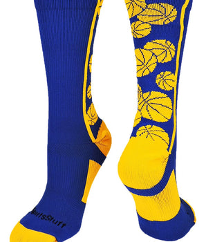 MadSportsStuff socks Royal/Gold / X-Large Crazy Basketball Logo Crew Socks (multiple colors)