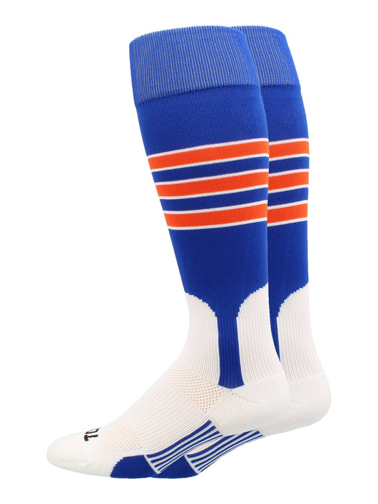 MadSportsStuff socks Royal/Orange/White / X-Large Striped Baseball Stirrup Socks Dugout Pattern D