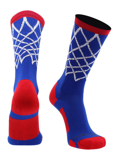 MadSportsStuff socks Royal/Red / Large Elite Basketball Socks with Net Crew length - made in the USA