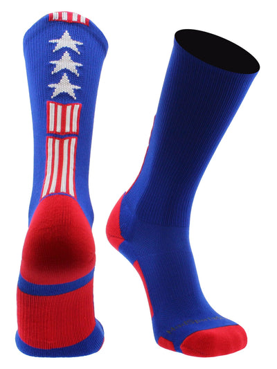 MadSportsStuff socks Royal/Red/White / Large Patriot USA Flag Stars and Stripes Athletic Crew Socks (multiple colors)
