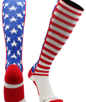 MadSportsStuff socks Royal/Red/White / X-Small American Flag Knee High Socks – OTC Patriotic Athletic Socks
