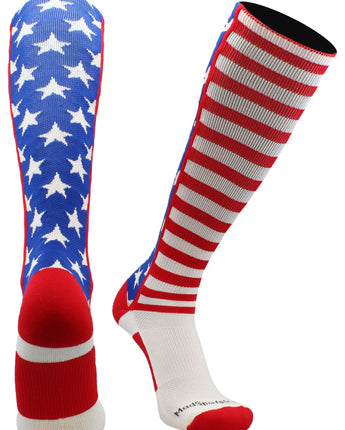 MadSportsStuff socks Royal/Red/White / X-Small American Flag Knee High Socks – OTC Patriotic Athletic Socks