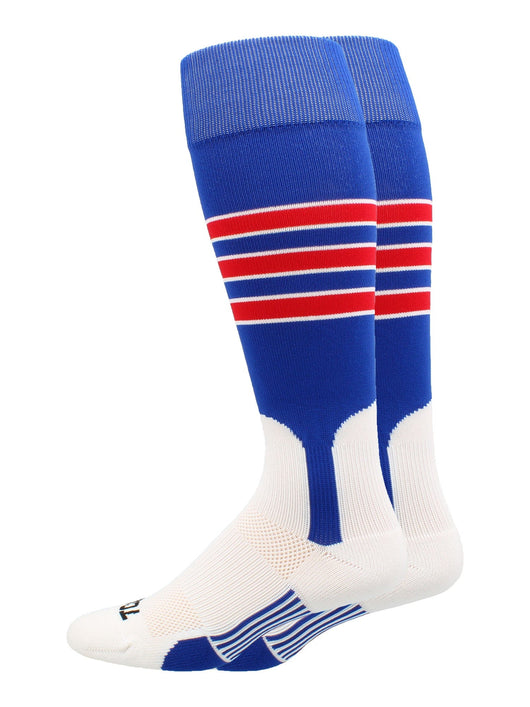 MadSportsStuff socks Royal/Scarlet/White / X-Large Striped Baseball Stirrup Socks Dugout Pattern D