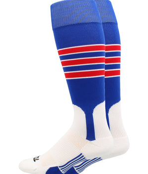 MadSportsStuff socks Royal/Scarlet/White / X-Large Striped Baseball Stirrup Socks Dugout Pattern D