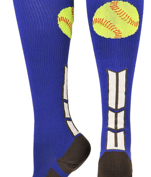 MadSportsStuff socks Royal/White/Graphite / Large Softball Logo Over the Calf Socks (multiple colors)