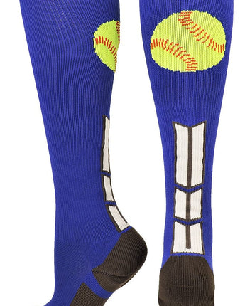 MadSportsStuff socks Royal/White/Graphite / Large Softball Logo Over the Calf Socks (multiple colors)