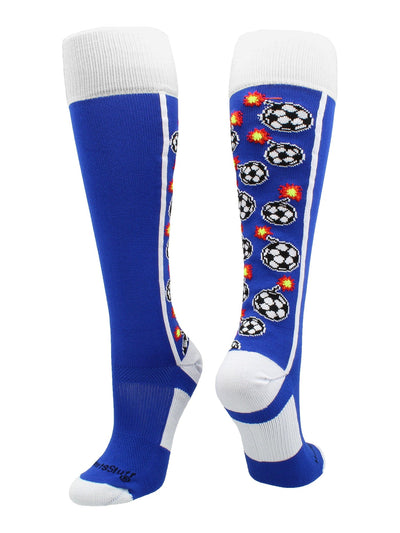 MadSportsStuff socks Royal/White / Large Bomber Soccer Socks Over the Calf length (multiple colors)