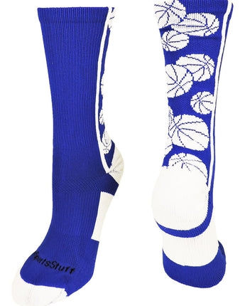 MadSportsStuff socks Royal/White / Large Crazy Basketball Logo Crew Socks (multiple colors)