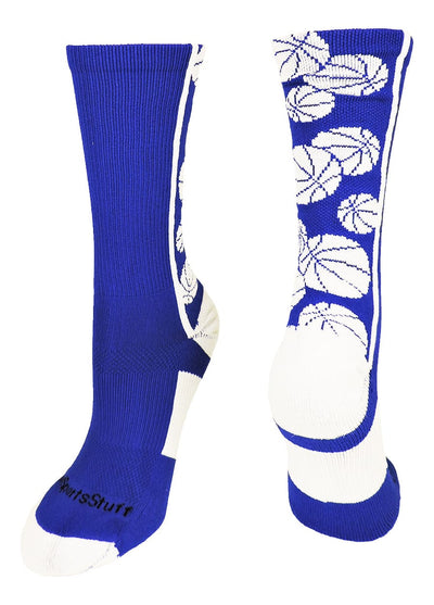 MadSportsStuff socks Royal/White / Large Crazy Basketball Logo Crew Socks (multiple colors)