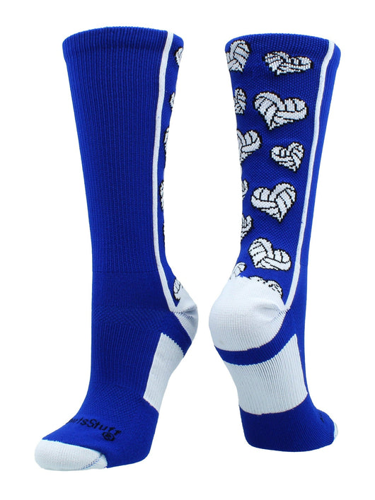 MadSportsStuff socks Royal/White / Large Crazy Love Volleyball Hearts Crew Socks