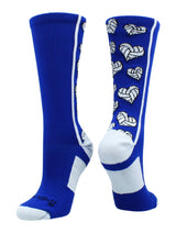 MadSportsStuff socks Royal/White / Large Crazy Love Volleyball Hearts Crew Socks