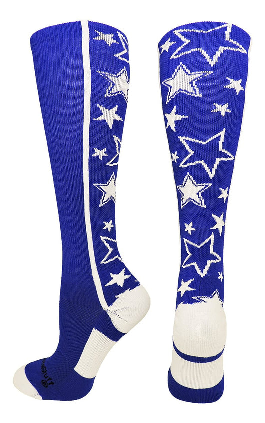 MadSportsStuff socks Royal/White / Large Crazy Socks with Stars Over the Calf Socks (multiple colors)