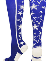 MadSportsStuff socks Royal/White / Large Crazy Socks with Stars Over the Calf Socks (multiple colors)