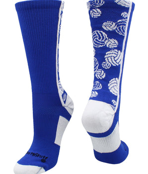 MadSportsStuff socks Royal/White / Large Crazy Volleyball Logo Crew Socks (multiple colors)