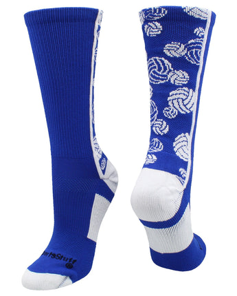 MadSportsStuff socks Royal/White / Large Crazy Volleyball Logo Crew Socks (multiple colors)