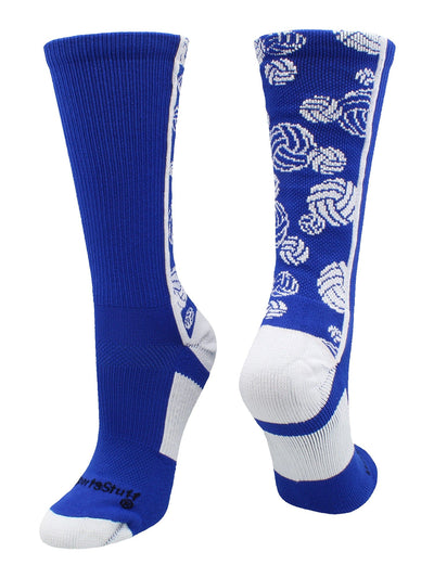 MadSportsStuff socks Royal/White / Large Crazy Volleyball Logo Crew Socks (multiple colors)