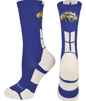 MadSportsStuff socks Royal/White / Large Eagles Logo Athletic Crew Socks (multiple colors)