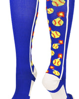 MadSportsStuff socks Royal/White / Large Softball Bomber Over the Calf Socks (multiple colors)