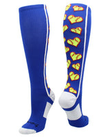 MadSportsStuff socks Royal/White / Large Softball Socks with Love Softball Hearts
