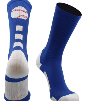 MadSportsStuff socks Royal/White / Small Baseball Logo Athletic Crew Socks (multiple colors)