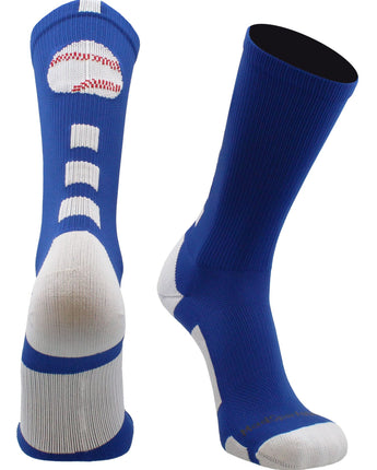 MadSportsStuff socks Royal/White / Small Baseball Logo Athletic Crew Socks (multiple colors)