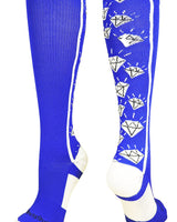 MadSportsStuff socks Royal/White / Small Crazy Socks with Diamonds Over the Calf  (multiple colors)