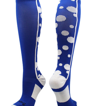 MadSportsStuff socks Royal/White / Small Crazy Socks with Dots Over the Calf Socks Multi Colors