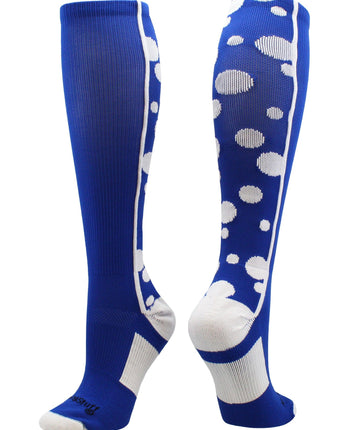 MadSportsStuff socks Royal/White / Small Crazy Socks with Dots Over the Calf Socks Multi Colors
