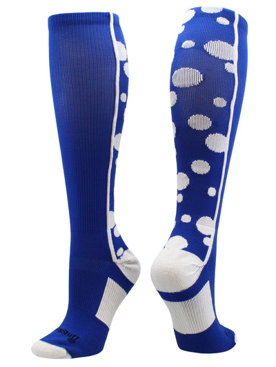 MadSportsStuff socks Royal/White / Small Crazy Socks with Dots Over the Calf Socks Multi Colors