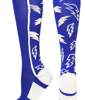 MadSportsStuff socks Royal/White / Small Crazy Socks with Lightning Bolts (multiple colors)