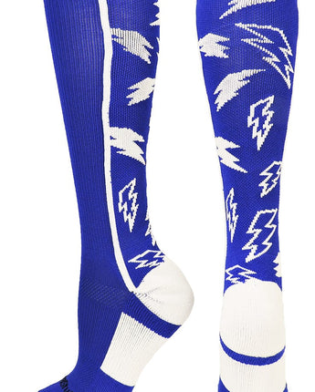 MadSportsStuff socks Royal/White / Small Crazy Socks with Lightning Bolts (multiple colors)