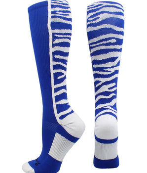 MadSportsStuff socks Royal/White / Small Crazy Socks with Safari Tiger Stripes Over the Calf Socks (multiple colors)