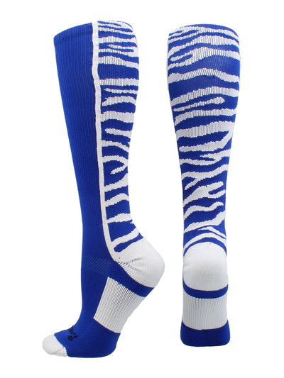 MadSportsStuff socks Royal/White / Small Crazy Socks with Safari Tiger Stripes Over the Calf Socks (multiple colors)
