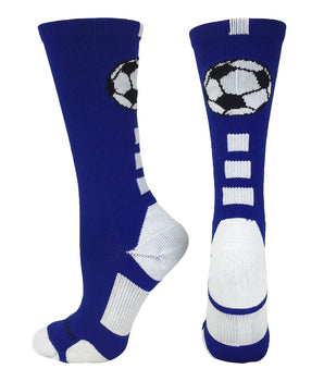 MadSportsStuff socks Royal/White / Small Soccer Ball Athletic Crew Socks (multiple colors)