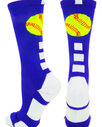 MadSportsStuff socks Royal/White / Small Softball Logo Athletic Crew Socks (multiple colors)