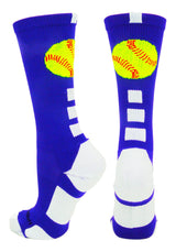 MadSportsStuff socks Royal/White / Small Softball Logo Athletic Crew Socks (multiple colors)